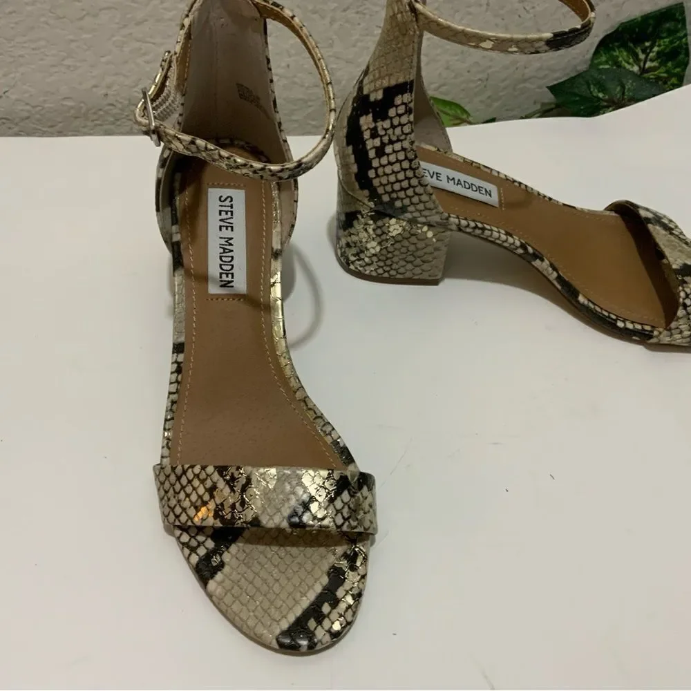 Steve Madden Irenee Snake Print Block Heel Sandals​ size 6 M New